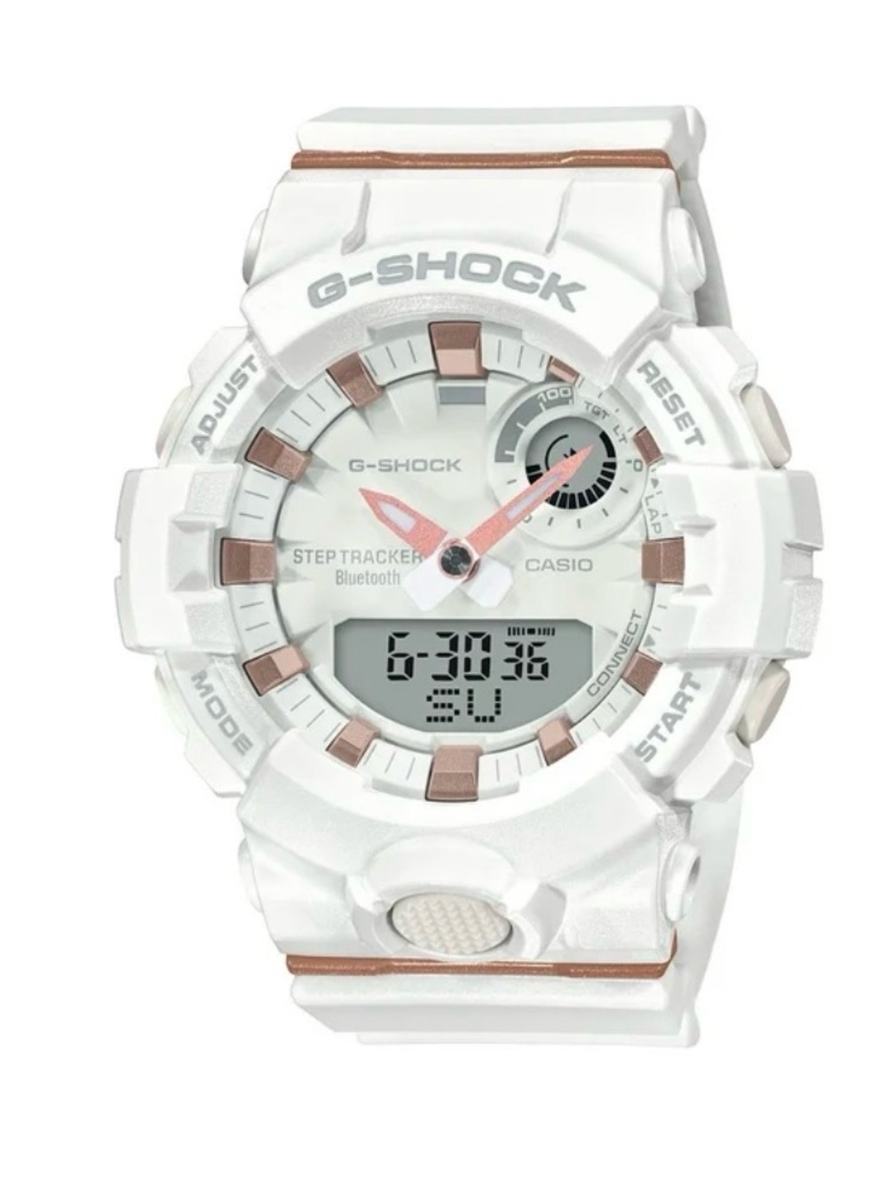 Casio- G-Shock women’s sport watch, white and rose gold. Great used condition.